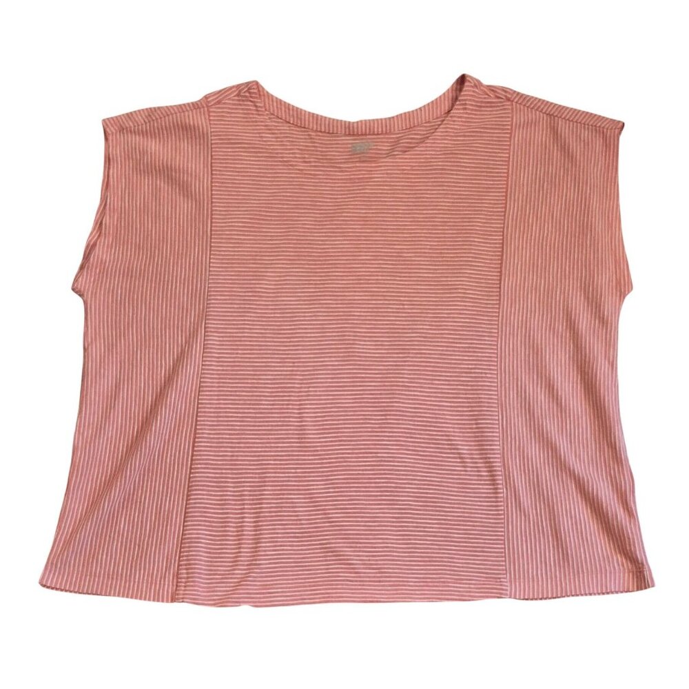 Lands' End Pink Striped Oversize 100% Cotton Boxy Top 2X EUC